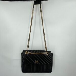 Henri Bendel New York Gold Black 712 Zip Tote Leather Crossbody Bag